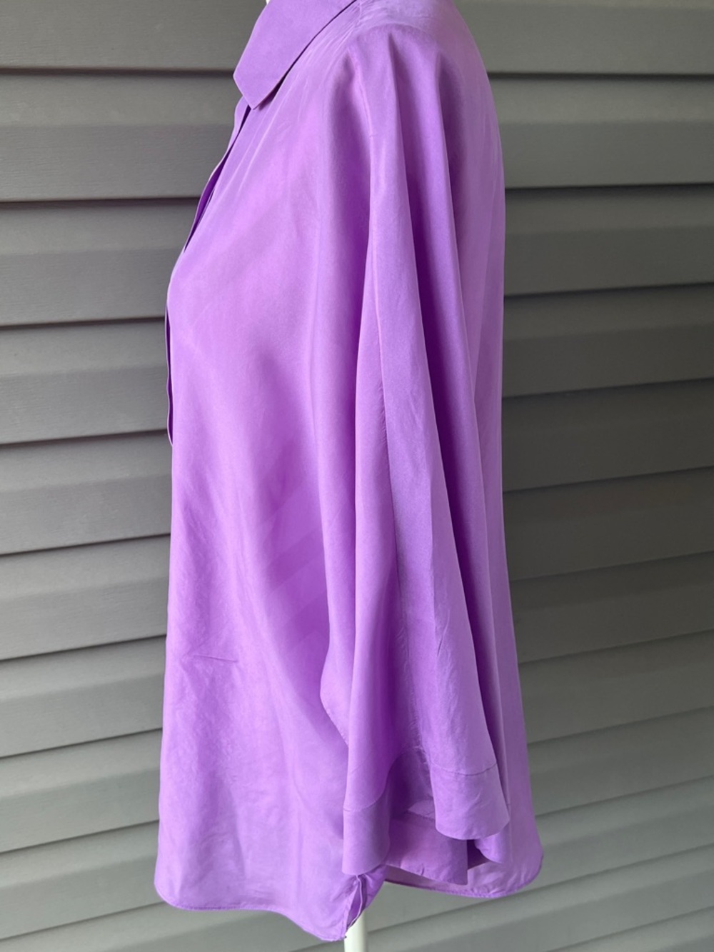 Massimo Dutti Lavender Silk Button-Front Blouse - Picture 4 of 9